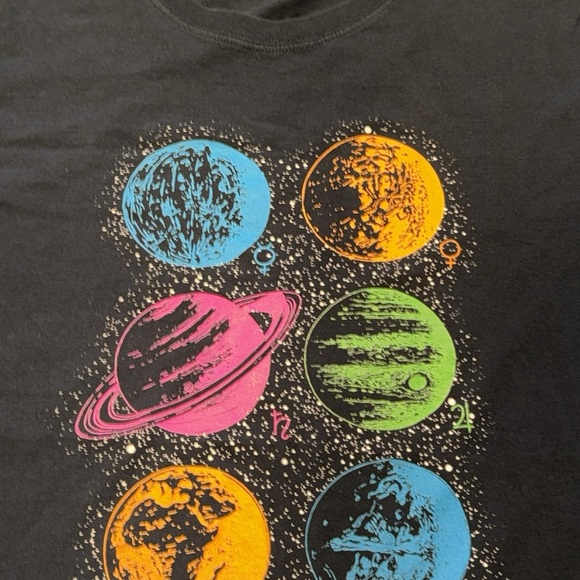 VTG FOTL Fruit of The Loom
Graphic Planet Solar System T-Shirt -Black Small - Picture 2 of 12
